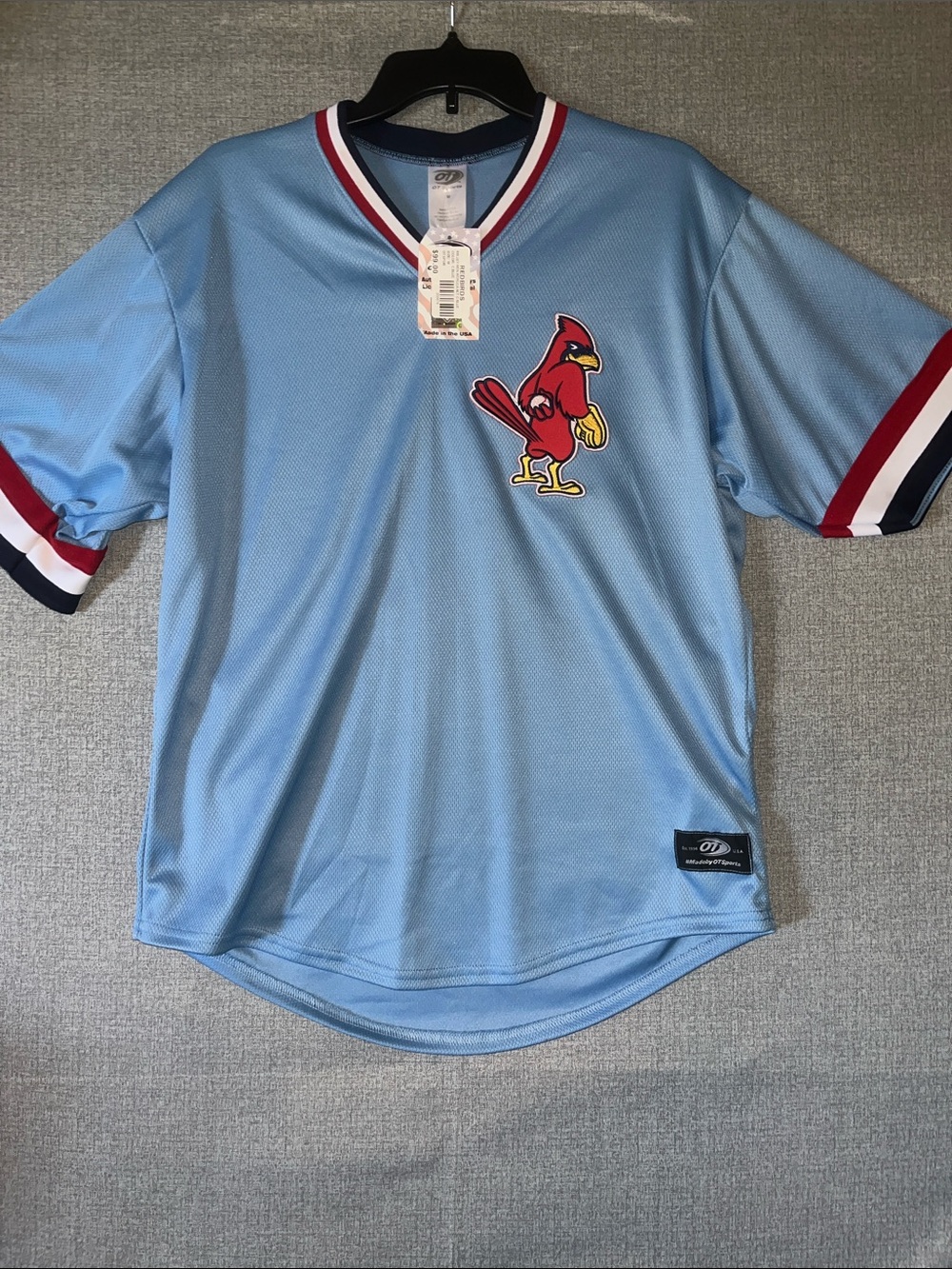Memphis Redbirds Auth OT Sports Jersey, Light Blue Patch Logo Jersey, Size M NWT